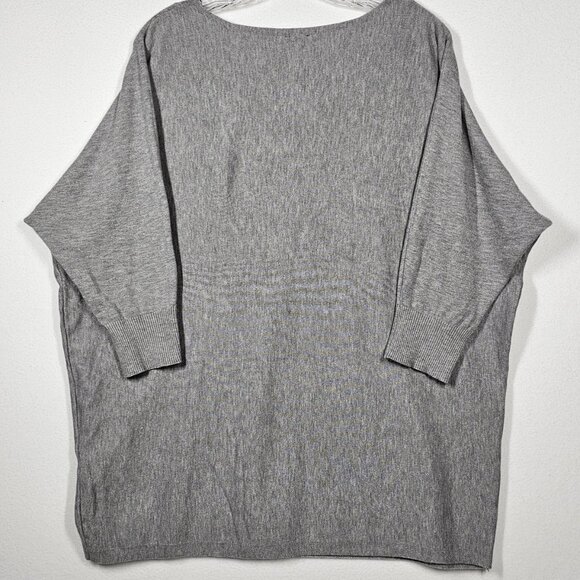 Aaeda Gray Dragonfly Dolman Sleeve Round Neck Sweater 1X Soft Cozy Oversize - Picture 6 of 9